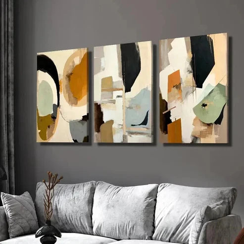 3pcs Geometric Mosaic Design Decoration  Wall Art Set Canvas Unframed - High Quality Print 100% Australian Made Wall Canvas - Bella Home Decor