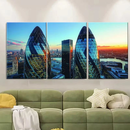 3pcs London Shard & Gherkin Metal Print Ready to Hang Art