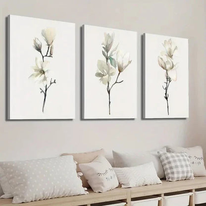 3pcs Graceful Magnolia Branches Wall Art Set Canvas Unframed - High Quality Print 100% Australian Made Wall Canvas