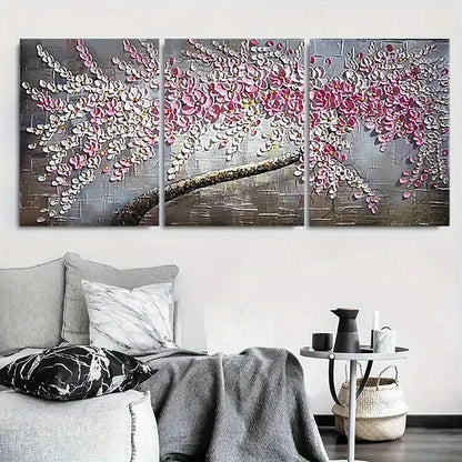 3pcs Pink Cherry Blossom Branch Metal Print Ready to Hang Art