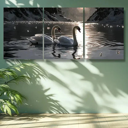 3pcs Water Swan Nature Wall Art Set Canvas Unframed - High Quality Print 100% Australian Made Wall Canvas