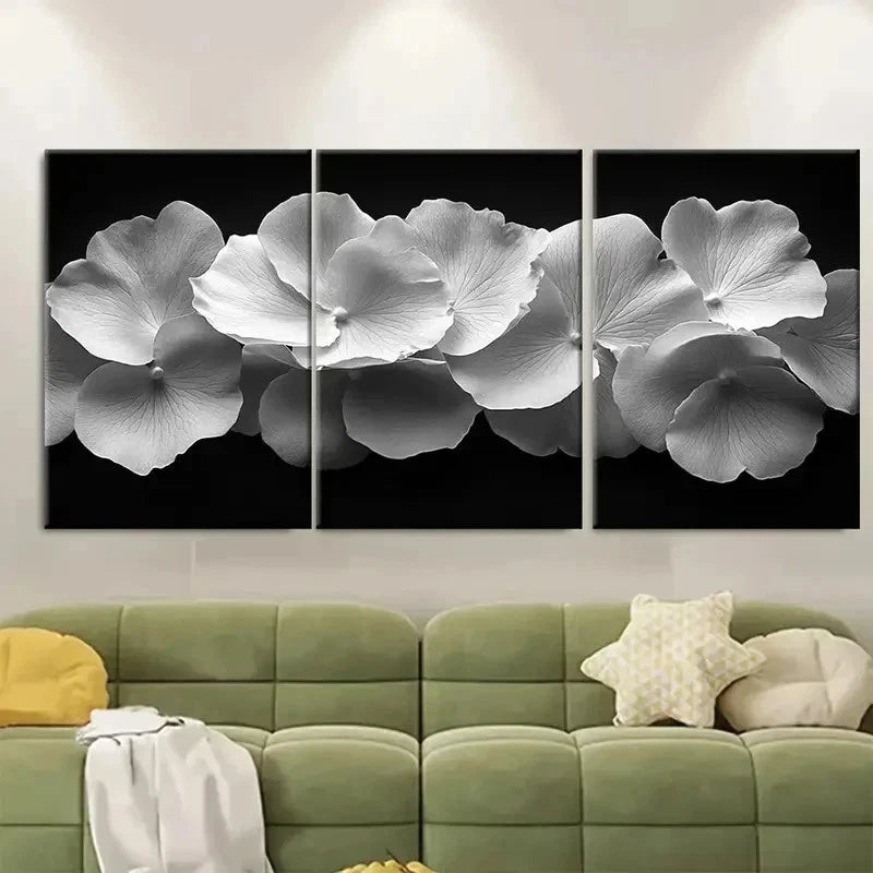 3pcs Black and White Delicate Rose RT  Wall Art Set Canvas Framed 50x70cm - High Quality Print 100% Australian Made Wall Canvas Ready to Hang - Bella Home Decor