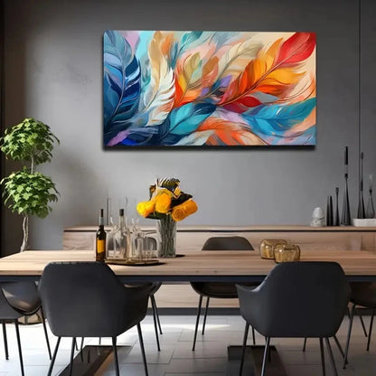 Vibrant Feather Wall Art Canvas Office Home Room Framed 120x60cm