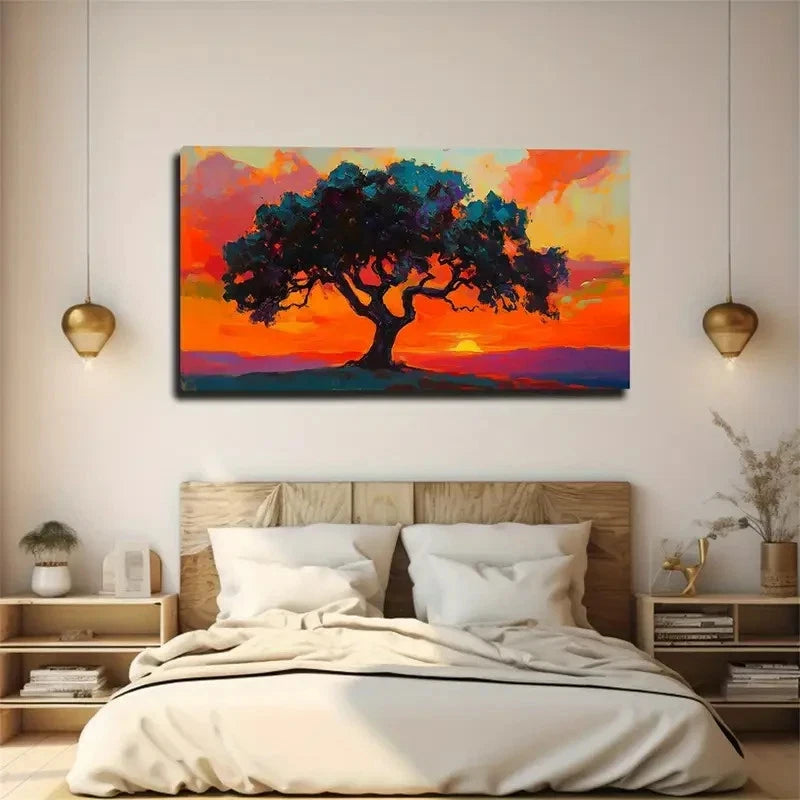 Vibrant Sunset Landscape Desert Wallc Art Canvas Office Home Room Framed 120x60cm
