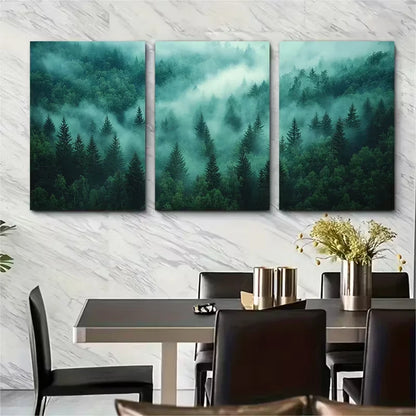 3pcs Misty Forest Metal Print Ready to Hang Art