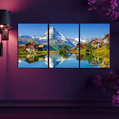 3pcs Swiss Alps Landscape Wall Art Canvas Unframed - High Quality Print 100% Australian Made Wall Canvas