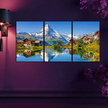 3pcs Swiss Alps Landscape Wall Art Canvas Unframed - High Quality Print 100% Australian Made Wall Canvas