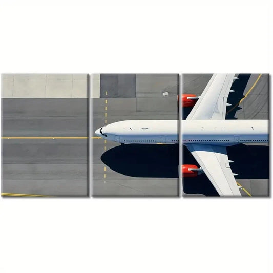 3pcs Modern Airplane Runway Aviation Metal Print Ready to Hang Art