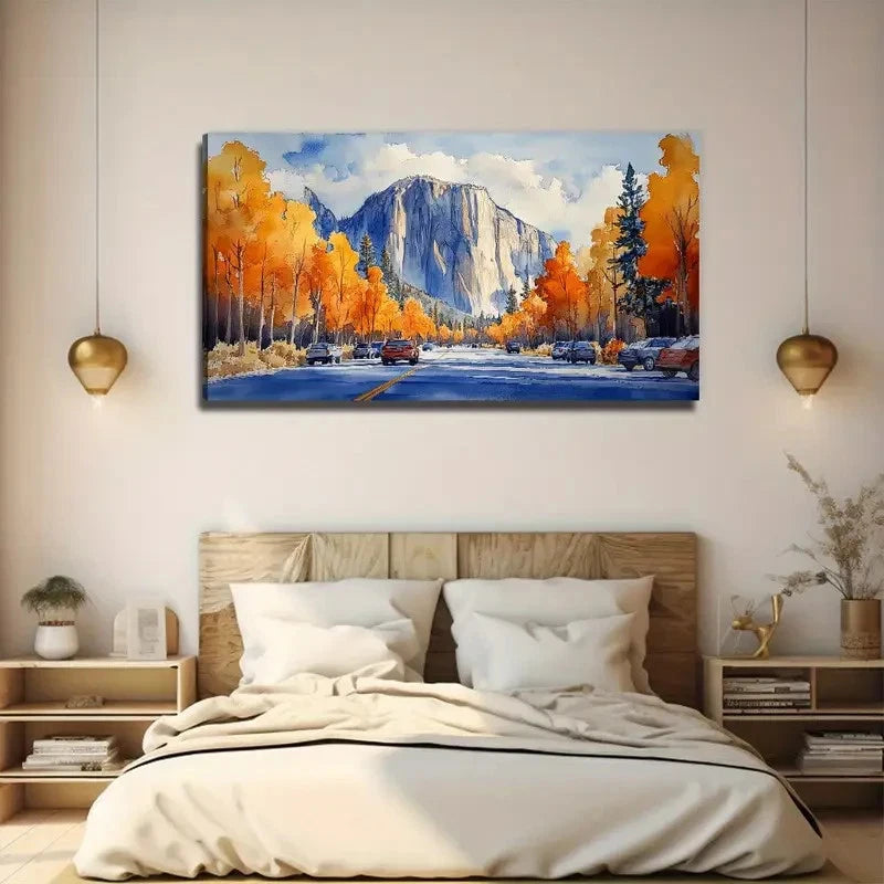 Abstract Roadside Birch Tree Wall Art Canvas Office Home Room Framed 120x60cm