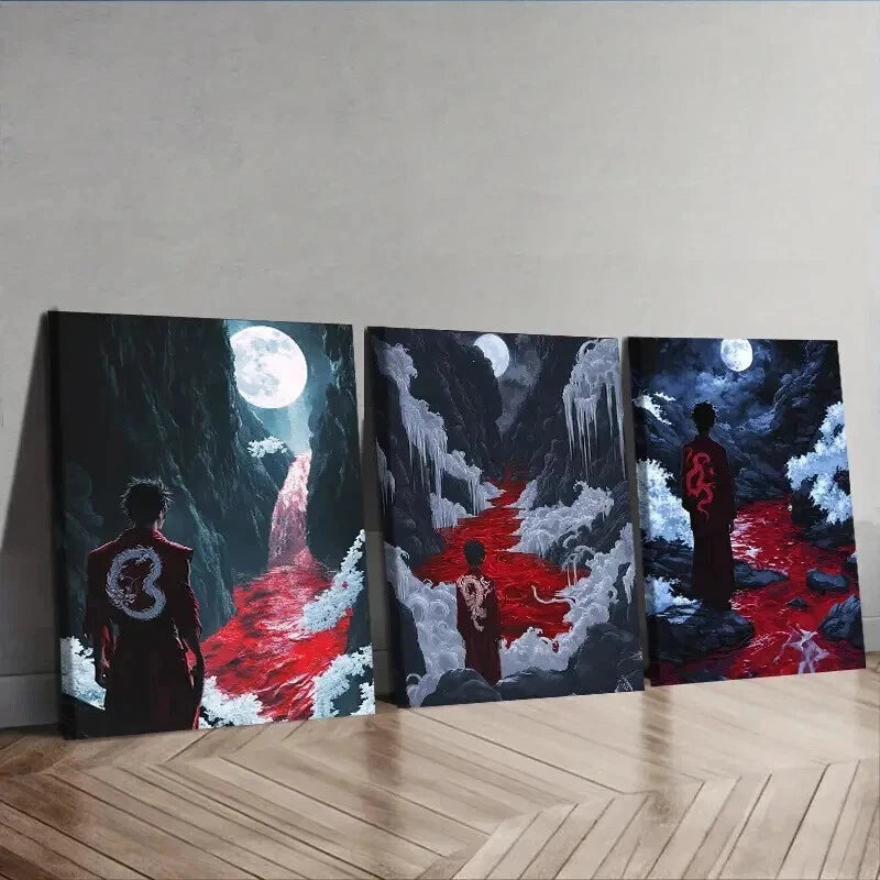 3pcs Dark Lord of hell Wall Art Set Canvas Framed 50x70cm - High Quality Print 100% Australian Made Wall Canvas Ready to Hang