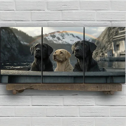 3pcs Charming Dog Snuggle Trio Metal Print Ready to Hang Art - Bella Home Decor