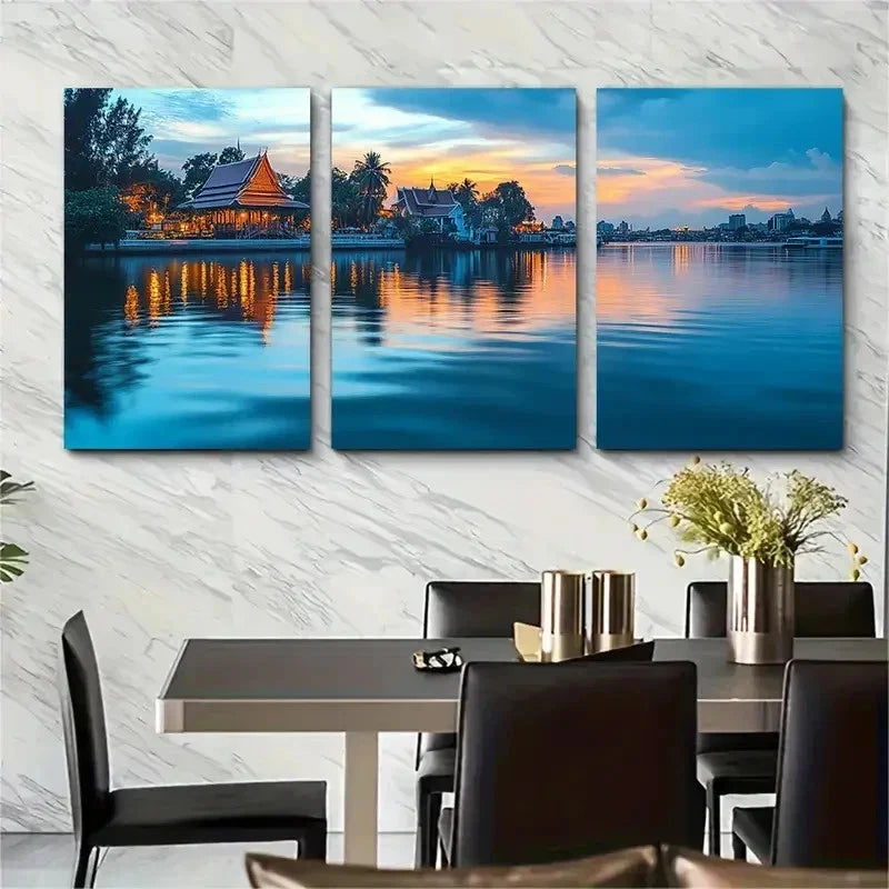 3pcs Thailand Travel Decor Bangkok Perfect Wall Art Set Canvas Framed 50x70cm - High Quality Print 100% Australian Made Wall Canvas Ready to Hang