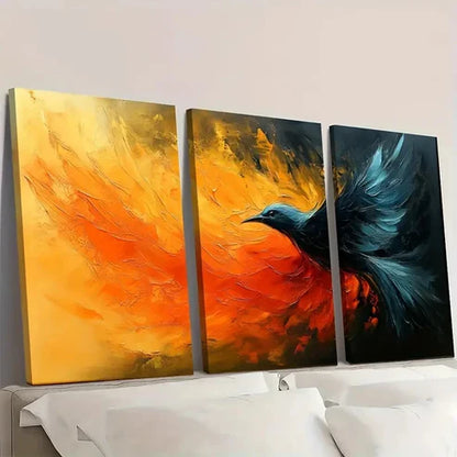 3pcs Abstract Wing Colorful Plume Art Wall Art Canvas Unframed - High Quality Print 100% Australian Made Wall Canvas - Bella Home Decor