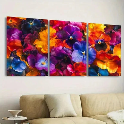3pcs Blooming Brilliance Colorful Flower Wall Art Set Canvas Unframed - High Quality Print 100% Australian Made Wall Canvas