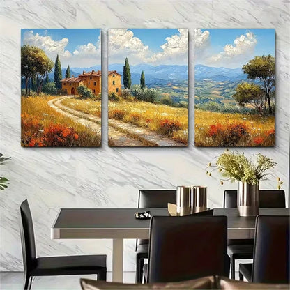 3pcs Italy Landscape Naive Style Metal Print Ready to Hang Art
