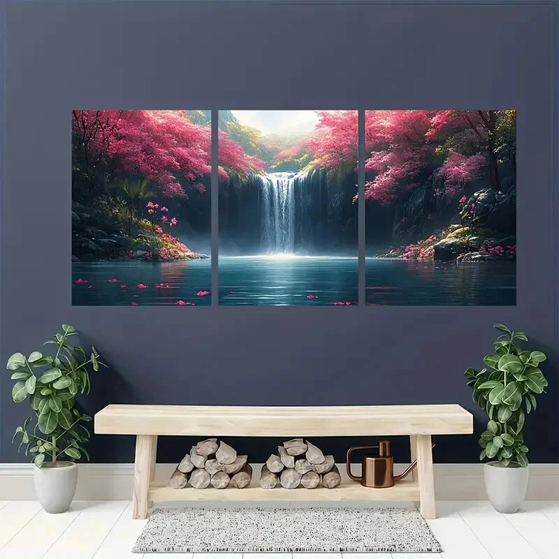 3pcs Flower Painting Print Water Art Tropical Metal Print Ready to Hang Art - Bella Home Decor