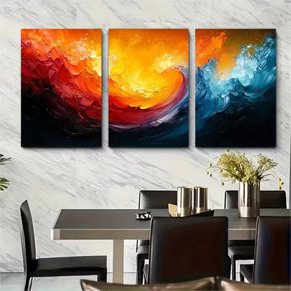 3pcs , Abstract Colorful Metal Print Ready to Hang Art - Bella Home Decor