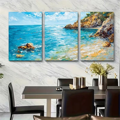 3pcs Summer Decor Landscape Swimming Metal Print Ready to Hang Art