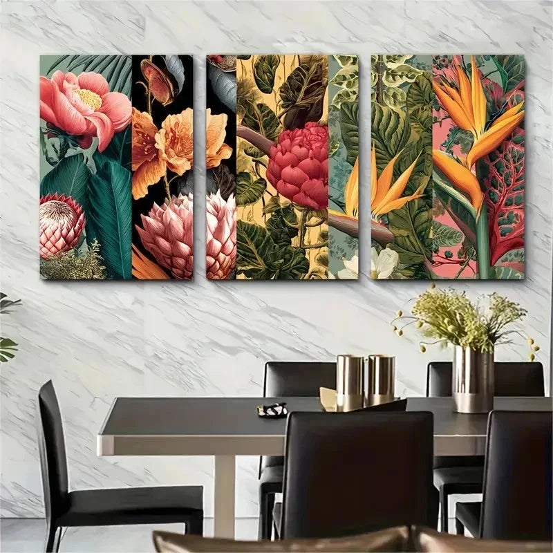 3pcs Vibrant Colorful Beach & Garden Perfect Wall Art Set Canvas Framed 50x70cm - High Quality Print 100% Australian Made Wall Canvas Ready to Hang