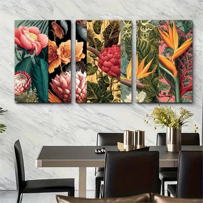 3pcs Vibrant Colorful Beach & Garden Perfect Wall Art Set Canvas Framed 50x70cm - High Quality Print 100% Australian Made Wall Canvas Ready to Hang