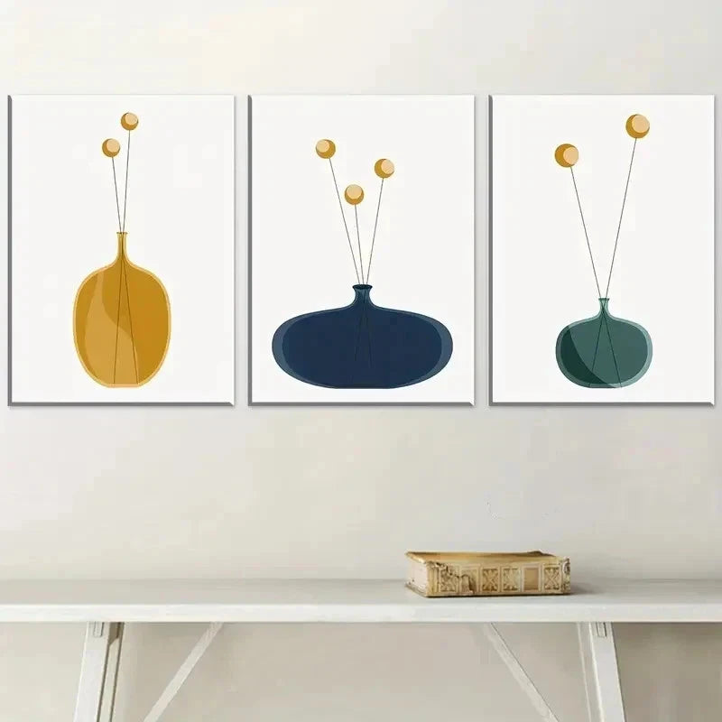 3pcs Light Luxury Vase Directly Perfect Wall Art Set Canvas Framed 60x90cm - High Quality Print 100% Australian Made Wall Canvas Ready to Hang.