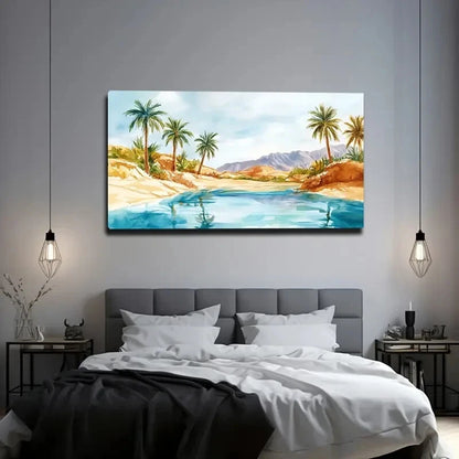 Tropical Palm Tree Modern Wall Art Canvas Office Home Room Framed 120x60cm - Bella Home Decor