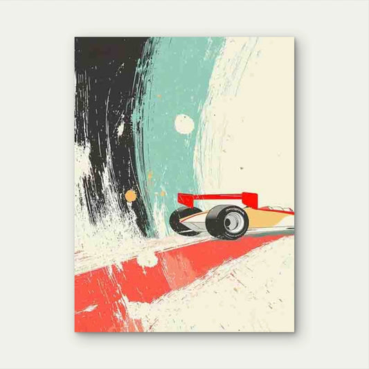 Vintage Style Racing Car 40x60cm Metal Print Ready to Hang