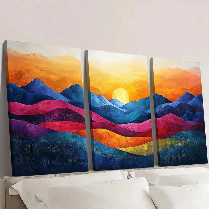 3pcs DustinWay Abstract Landscape  DS   Wall Art Set Canvas Framed 60x90cm - High Quality Print 100% Australian Made Wall Canvas Ready to Hang - Bella Home Decor