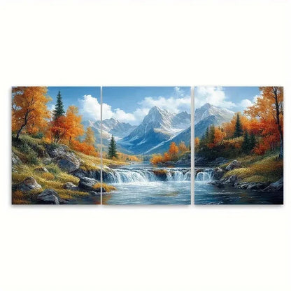 3pcs Forest River Scene HI  Wall Art Set Canvas Framed 40x60cm - High Quality Print 100% Australian Made Wall Canvas Ready to Hang - Bella Home Decor