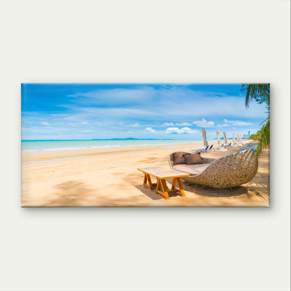 Tropical Beach and Sandy Shore Wall Art Canvas Office Home Framed 120x60cm