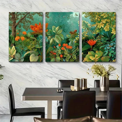 3pcs  Tropical Floral Poster Henri Perfect Wall Art Set Canvas Framed 50x70cm - High Quality Print 100% Australian Made Wall Canvas Ready to Hang - Bella Home Decor