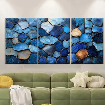 3pcs Abstract Expressionist Mosaic Metal Print Ready to Hang Art - Bella Home Decor