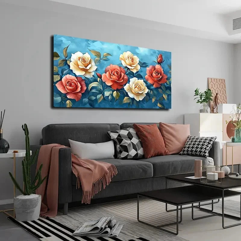Noble And Beautiful Roses Wall Art canvas office home room framed 120x60cm