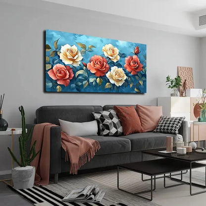 Noble And Beautiful Roses Wall Art canvas office home room framed 120x60cm