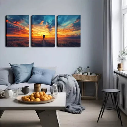 3pcs The Sky, A Lone Person Wall Art Canvas Unframed - High Quality Print 100% Australian Made Wall Canvas