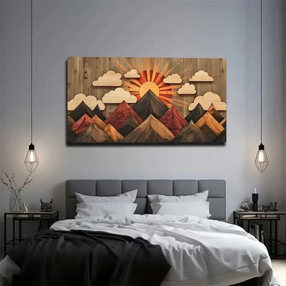 Multicolor Geometric Peaks Wall Art Canvas Office Home Room Framed 120x60cm