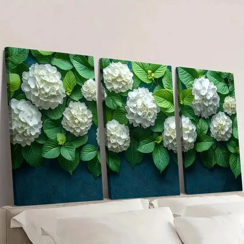 3pcs Garden Lover Hydrangea M Wall Art Set Canvas Unframed - High Quality Print 100% Australian Made Wall Canvas