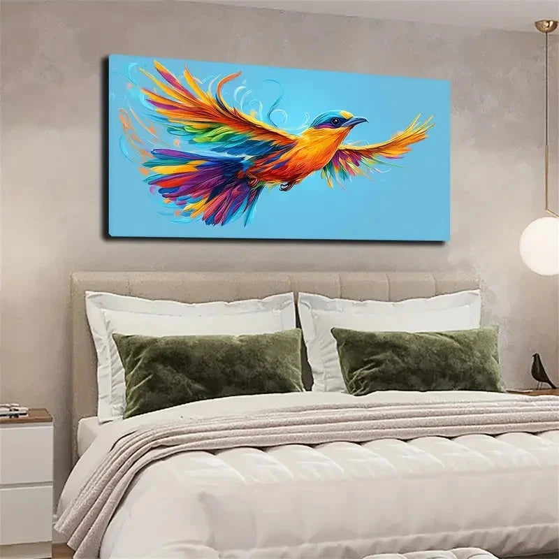 A Colorful Bird Abstract Wall Art Canvas Office Home Room Framed 120x60cm - Bella Home Decor