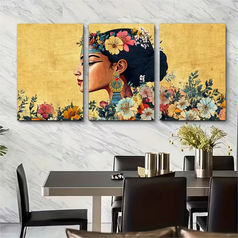 3pcs Vintage Egyptian Aesthetic Prints Metal Print Ready to Hang Art