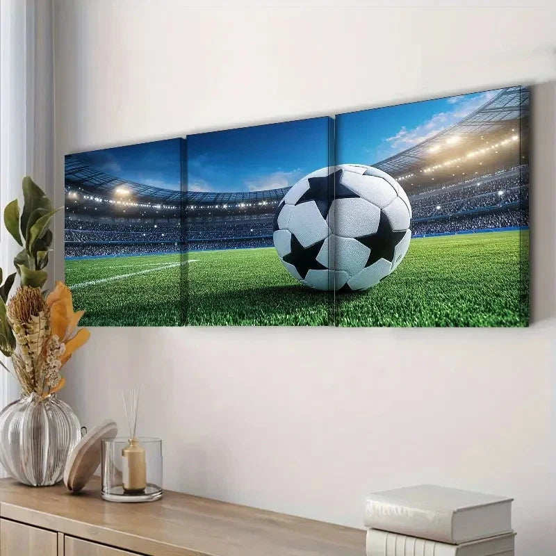 3pcs Big football Wall Art Canvas Wall Art Set Canvas Framed 40x60cm - High Quality Print 100% Australian Made Wall Canvas Ready to Hang - Bella Home Decor