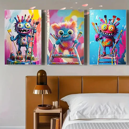 3pcs Vibrant Colorful Splash Design SD Wall Art Set Canvas Unframed - High Quality Print 100% Australian Made Wall Canvas