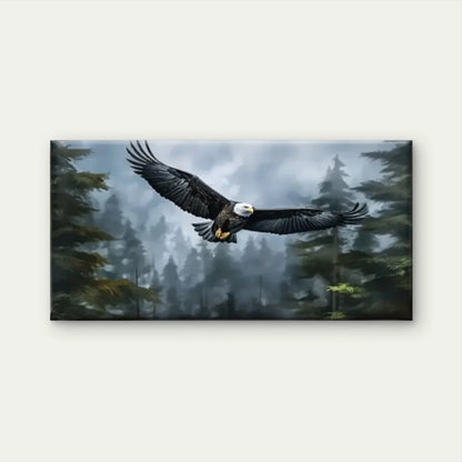 Eagle Flying Forest Dark Mist Wall Art Canvas Office Home Room Framed 120x60cm