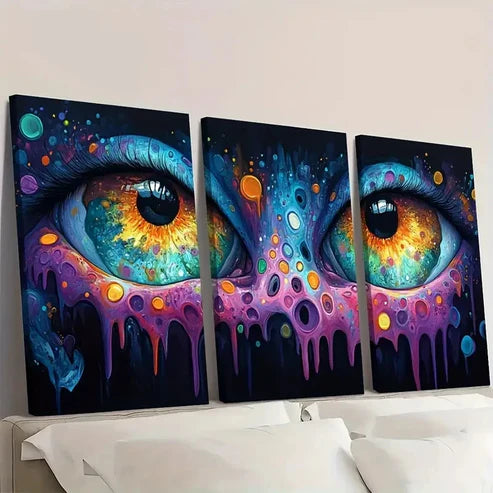 3pcs Psychedelic Painting Multicolor Extra WE Wall Art Set Canvas Unframed - High Quality Print 100% Australian Made Wall Canvas - Bella Home Decor