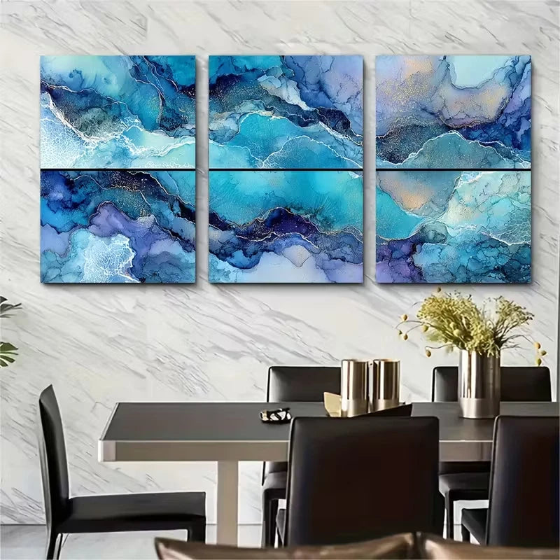 3pcs Seamless Continuous Ocean Seascape Metal Print Ready to Hang Art