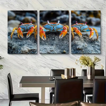 3pcs Sally Lightfoot Red Crabs Seashore Metal Print Ready to Hang Art
