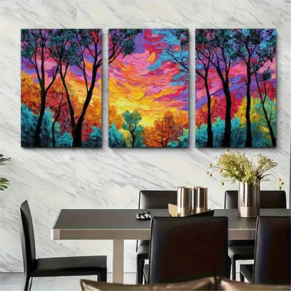 3pcs Abstract Colorful Tree Sunset Prefect Wall Art Set Canvas Framed 40x60cm - High Quality Print 100% Australian Made Wall Canvas Ready to Hang - Bella Home Decor