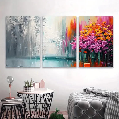 3pcs Elegant Floral Art Design Wall Art Set Canvas Framed 40x60cm - High Quality Print 100% Australian Made Wall Canvas Ready to Hang
