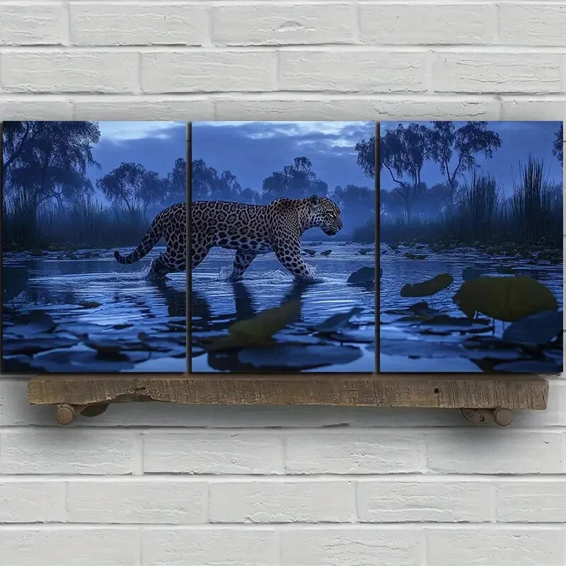 3pcs Water Surface Blue Themed Animal Nature Metal Print Ready to Hang Art - Bella Home Decor