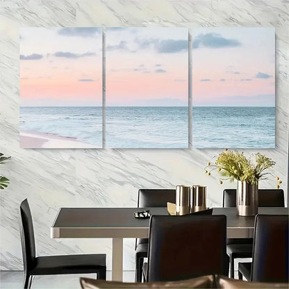 3pcs Beach Sunset. Metal Print Ready to Hang Art - Bella Home Decor