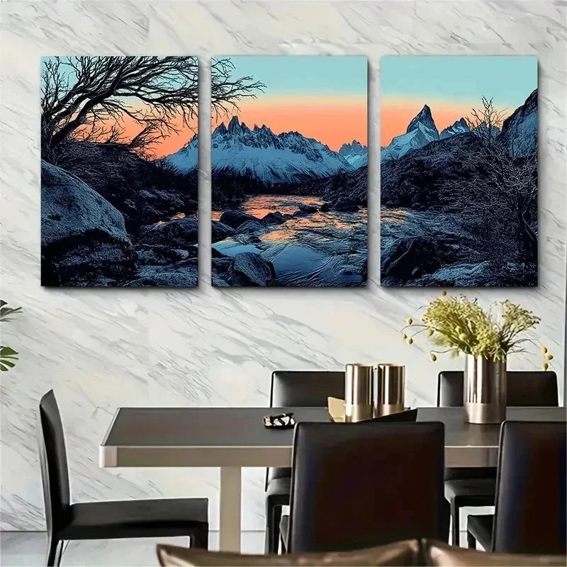 3pcs Patagonia Mount Fitz Roy Scenery Perfect Wall Art Set Canvas Framed 50x70cm - High Quality Print 100% Australian Made Wall Canvas Ready to Hang
